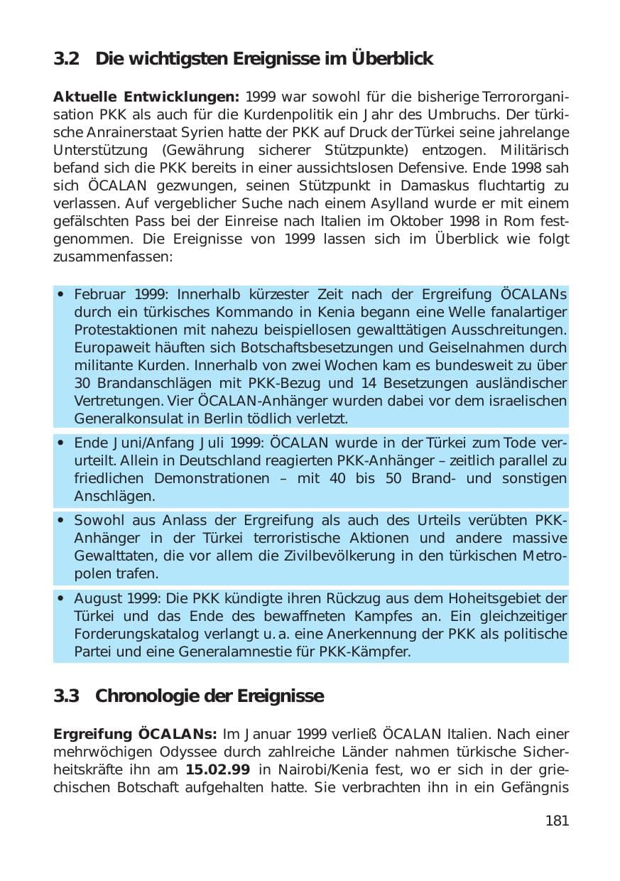 Seite 181 des Verfassungsschutzbericht 1999 Hamburg