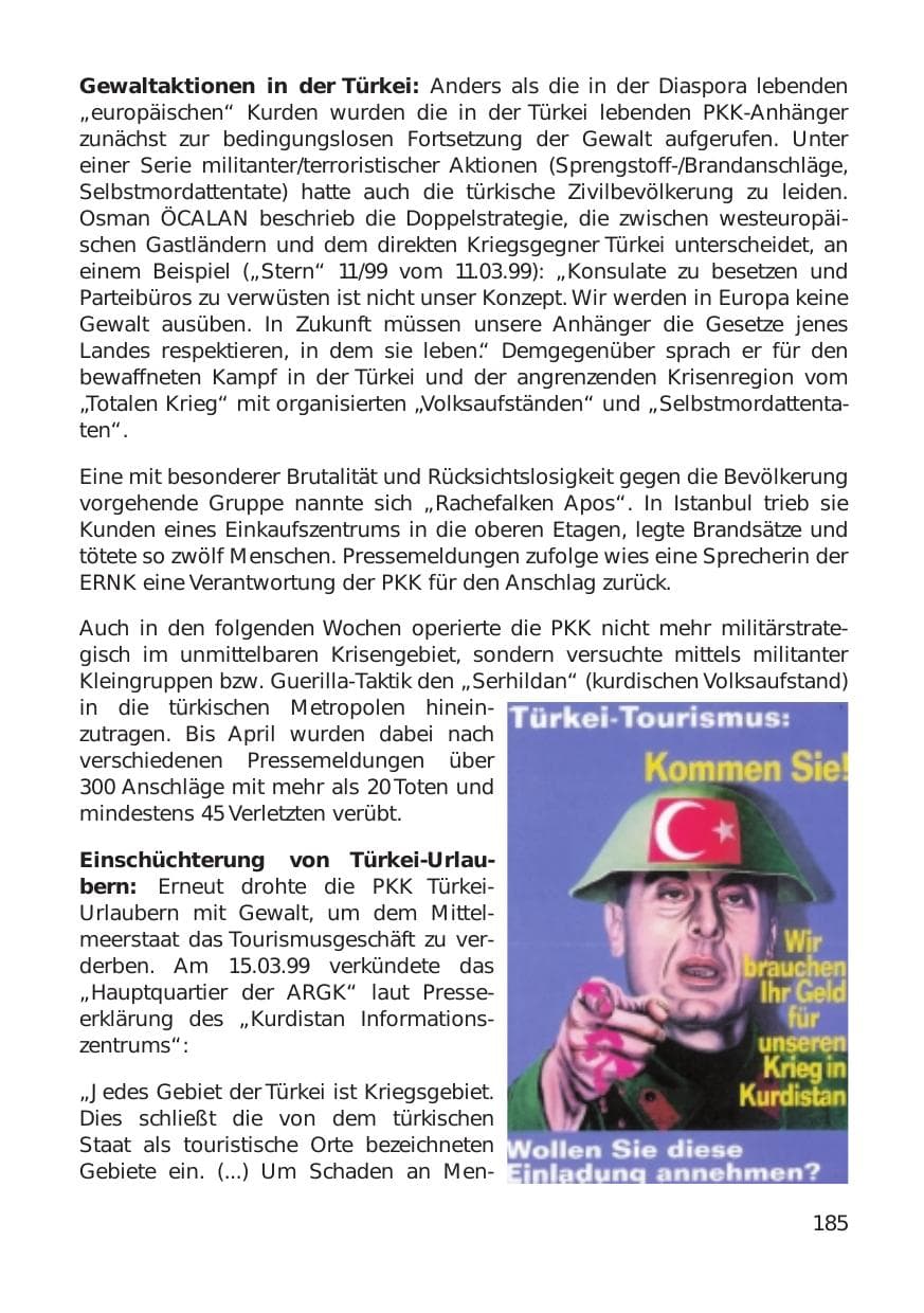 Seite 185 des Verfassungsschutzbericht 1999 Hamburg