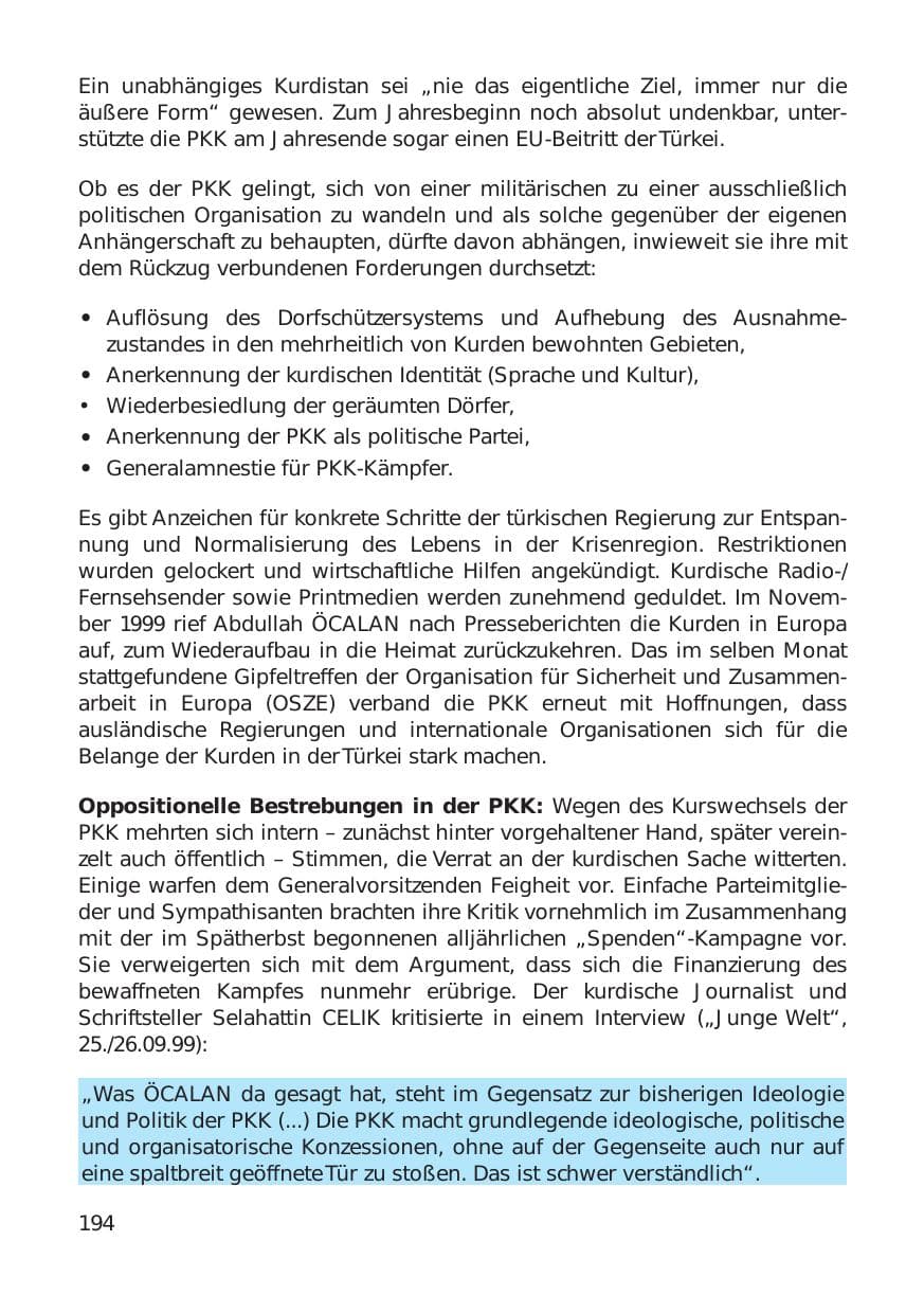 Seite 194 des Verfassungsschutzbericht 1999 Hamburg