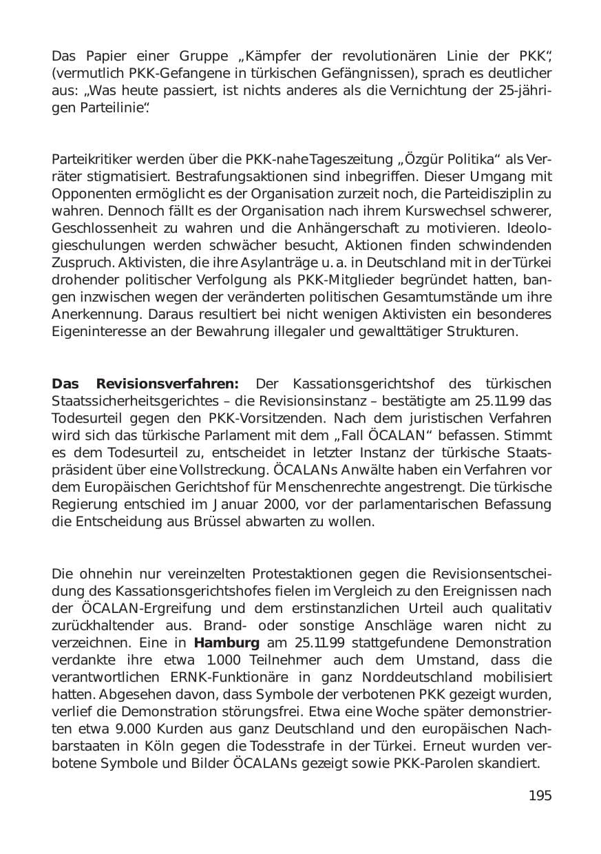 Seite 195 des Verfassungsschutzbericht 1999 Hamburg