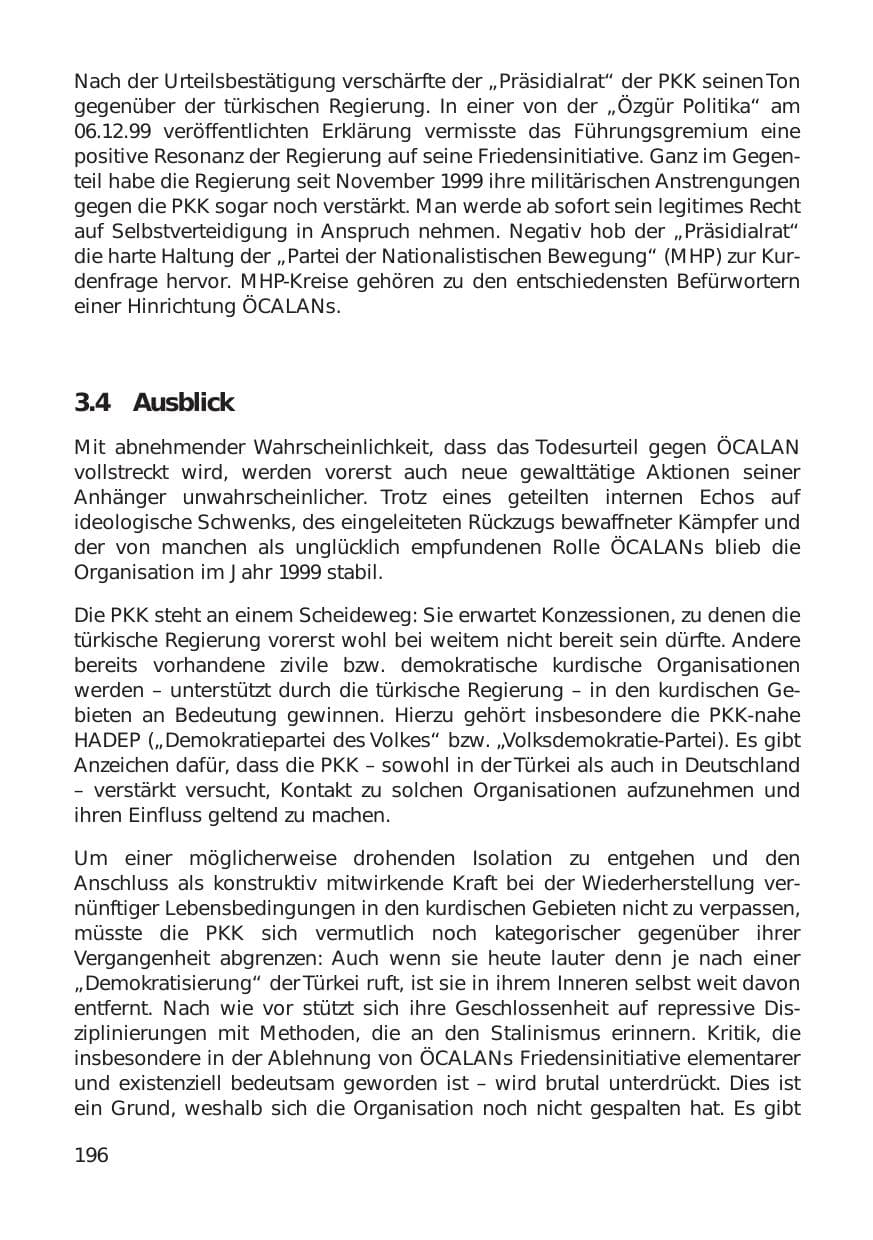 Seite 196 des Verfassungsschutzbericht 1999 Hamburg