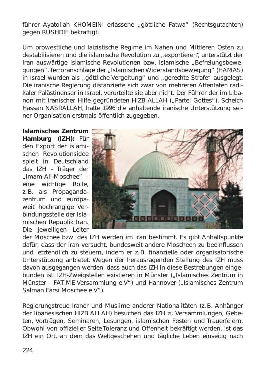Seite 224 des Verfassungsschutzbericht 1999 Hamburg