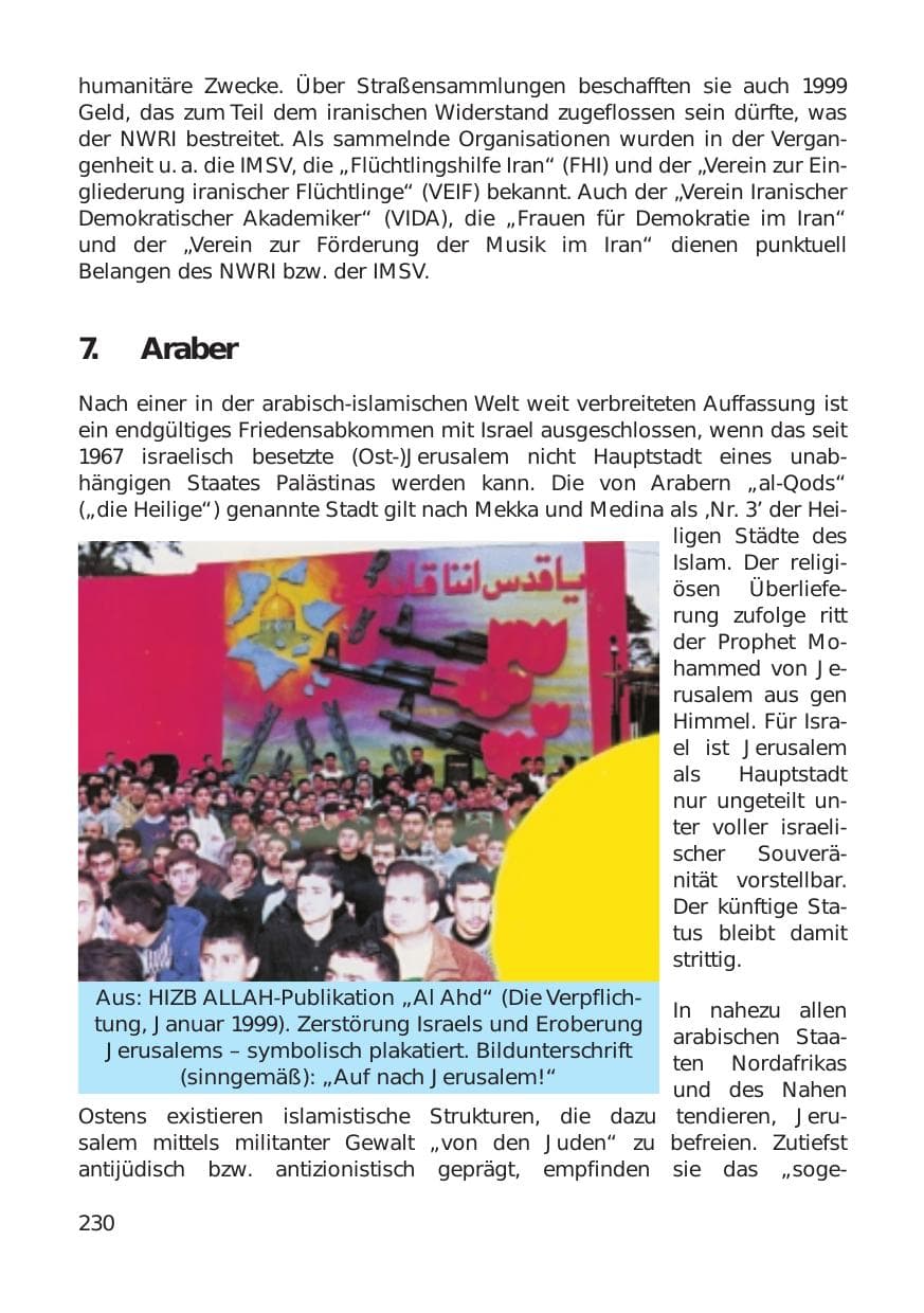 Seite 230 des Verfassungsschutzbericht 1999 Hamburg