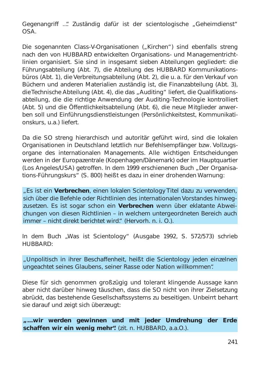 Seite 241 des Verfassungsschutzbericht 1999 Hamburg
