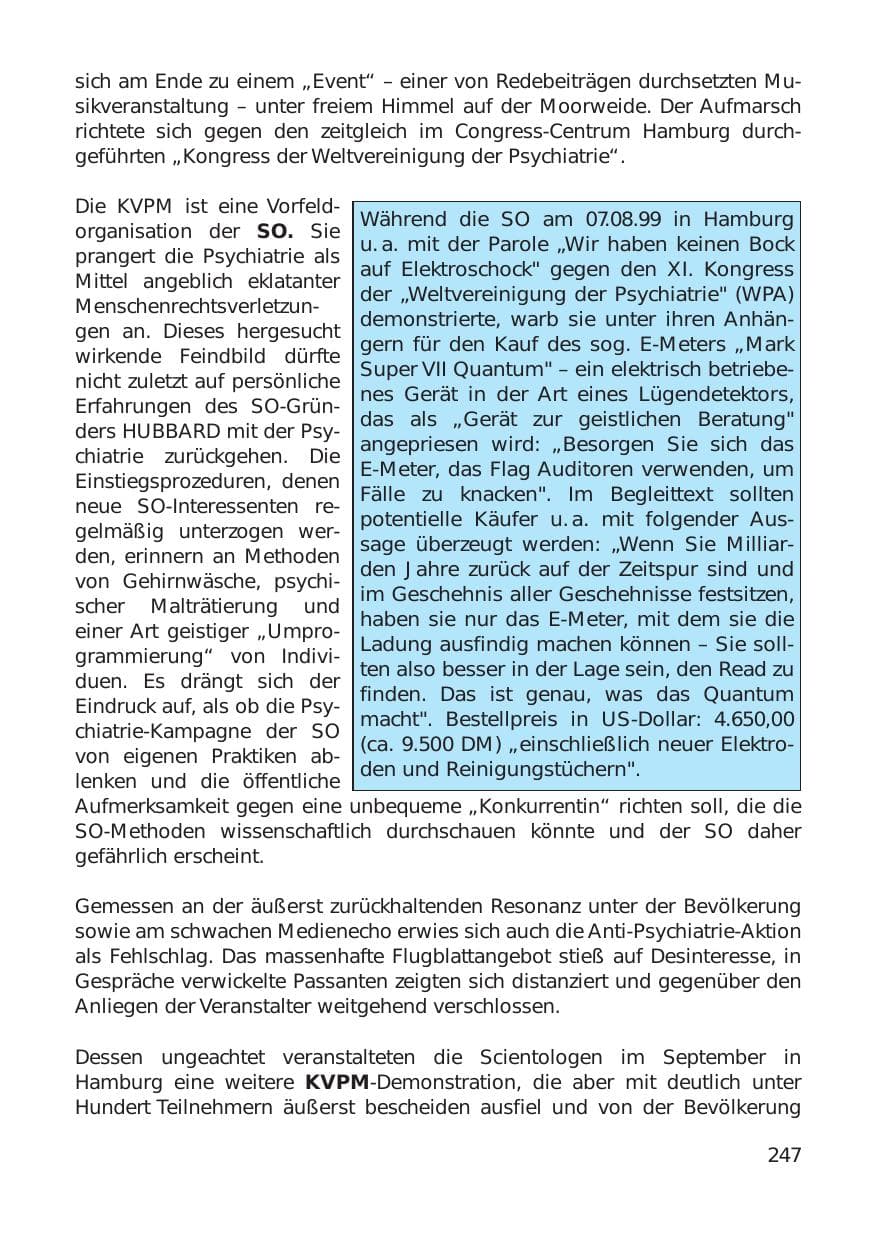 Seite 247 des Verfassungsschutzbericht 1999 Hamburg