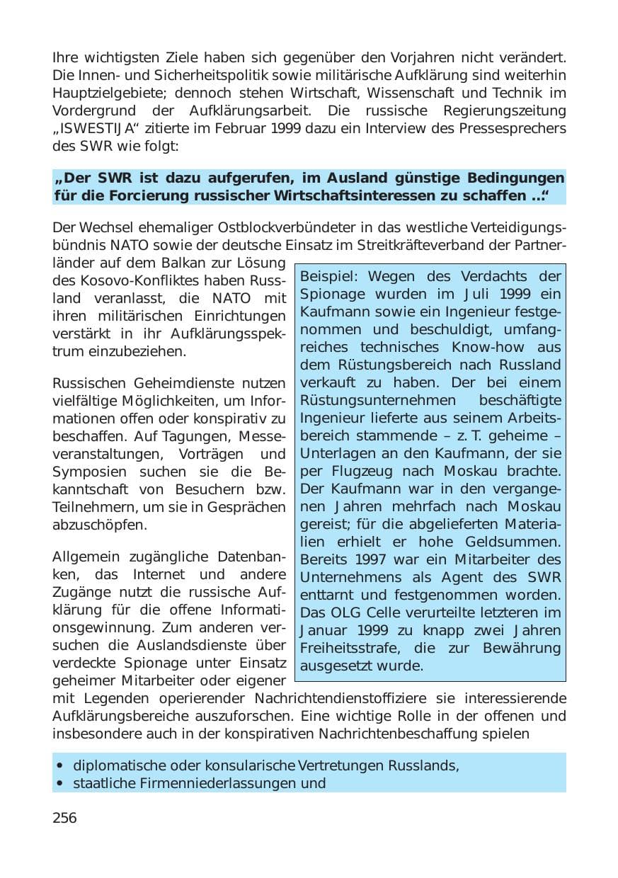 Seite 256 des Verfassungsschutzbericht 1999 Hamburg