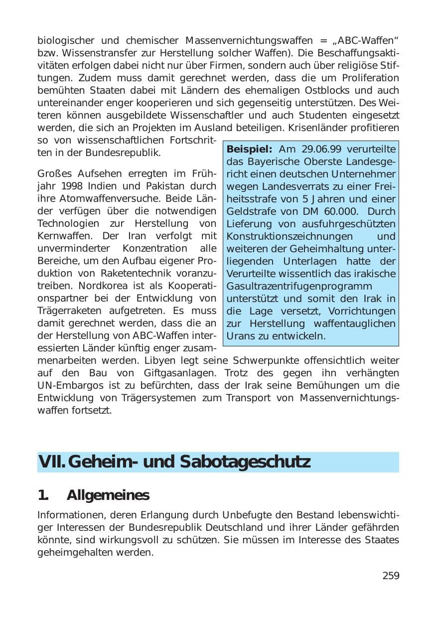 Seite 259 des Verfassungsschutzbericht 1999 Hamburg