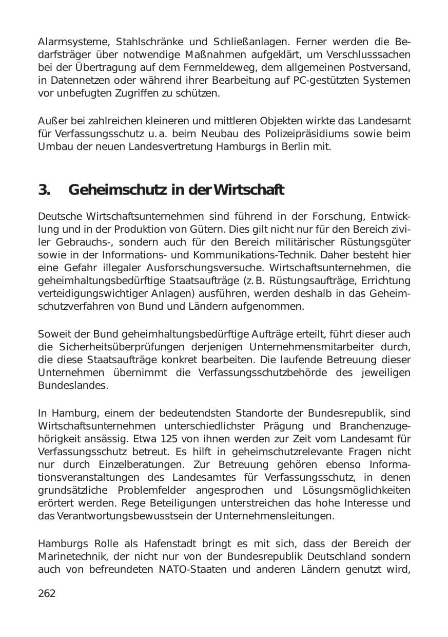 Seite 262 des Verfassungsschutzbericht 1999 Hamburg