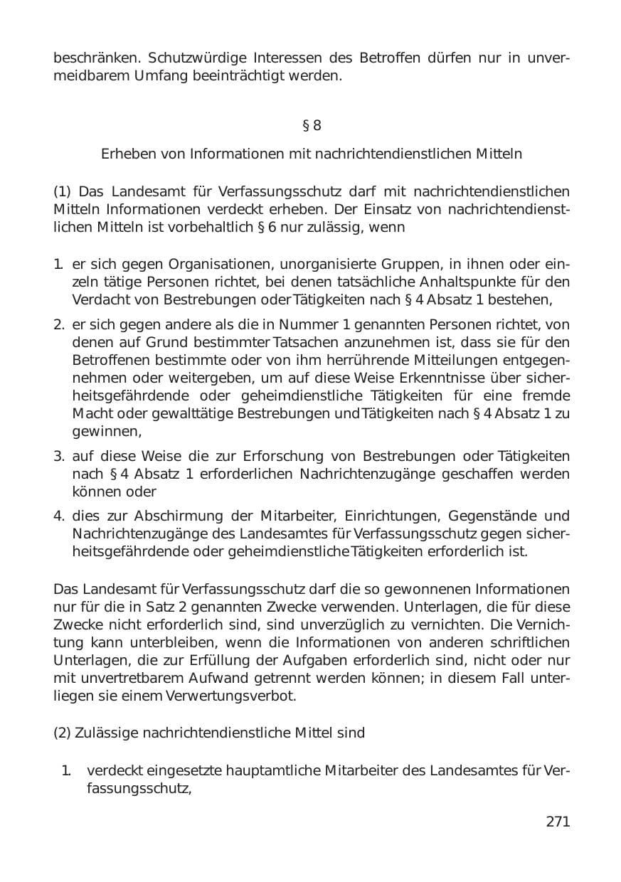Seite 271 des Verfassungsschutzbericht 1999 Hamburg