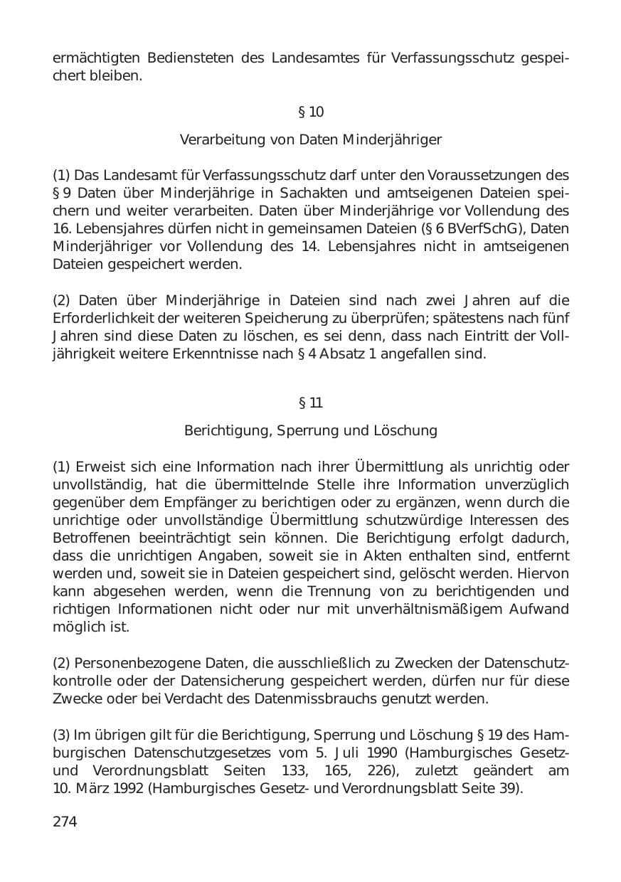 Seite 274 des Verfassungsschutzbericht 1999 Hamburg
