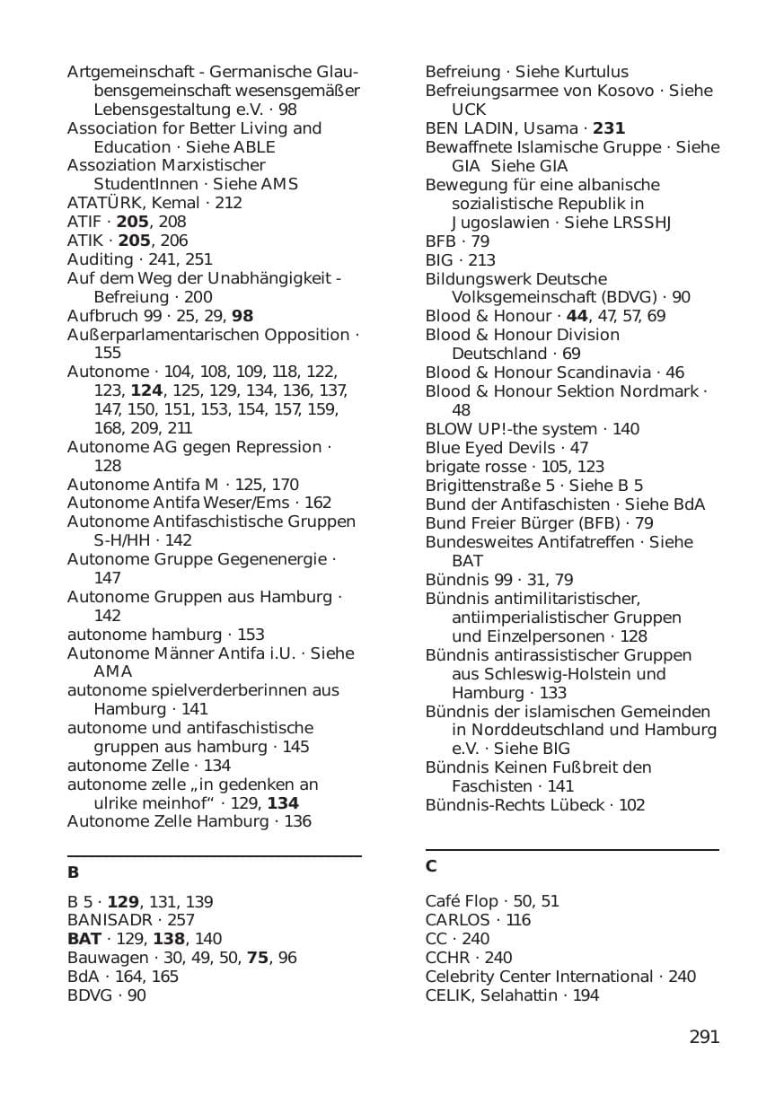 Seite 291 des Verfassungsschutzbericht 1999 Hamburg