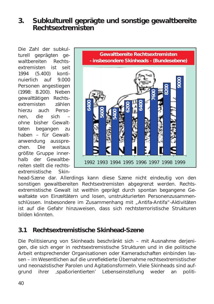 Seite 40 des Verfassungsschutzbericht 1999 Hamburg
