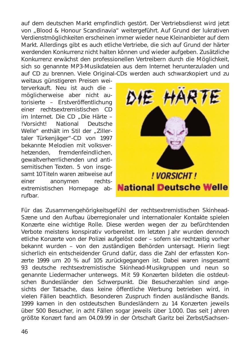 Seite 46 des Verfassungsschutzbericht 1999 Hamburg