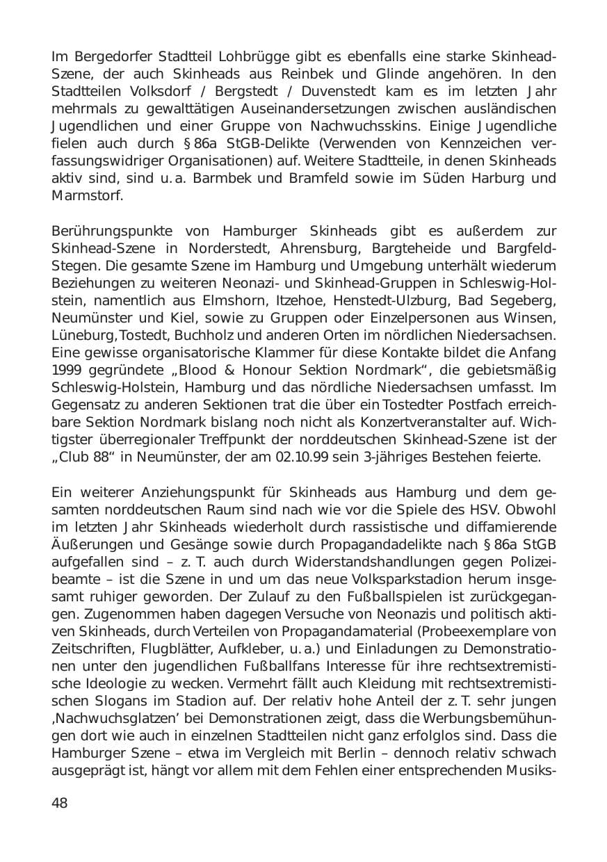 Seite 48 des Verfassungsschutzbericht 1999 Hamburg