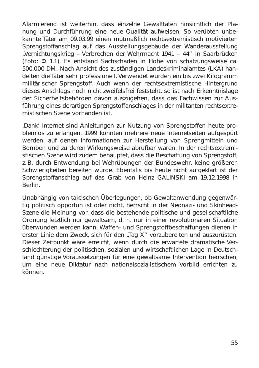 Seite 55 des Verfassungsschutzbericht 1999 Hamburg