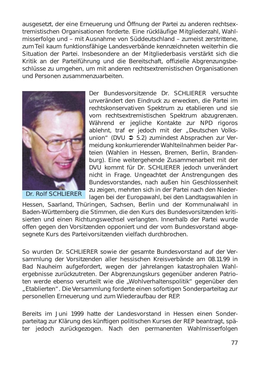 Seite 77 des Verfassungsschutzbericht 1999 Hamburg