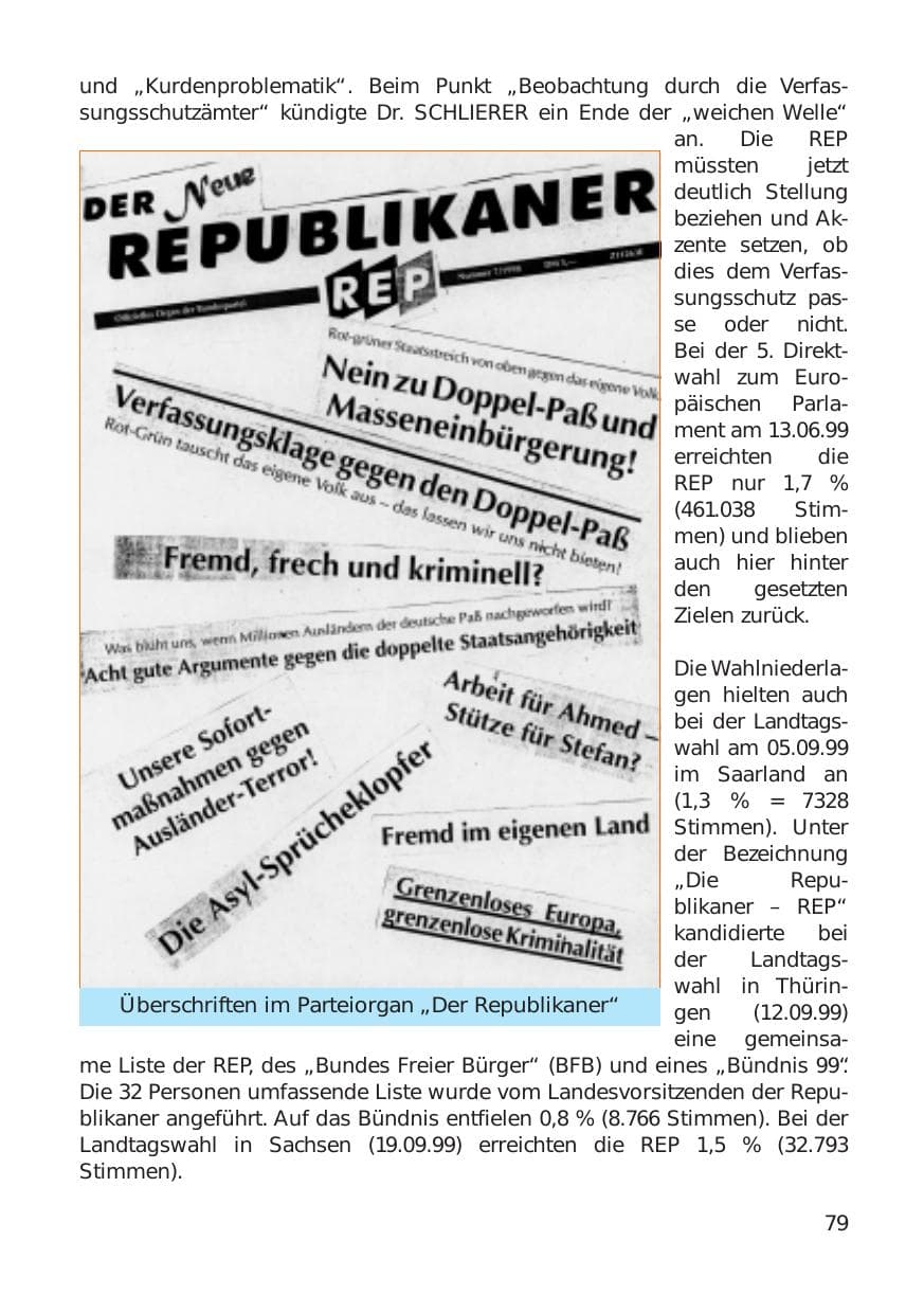Seite 79 des Verfassungsschutzbericht 1999 Hamburg