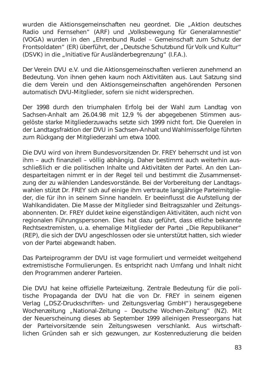 Seite 83 des Verfassungsschutzbericht 1999 Hamburg