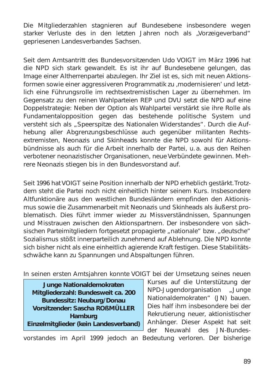 Seite 89 des Verfassungsschutzbericht 1999 Hamburg