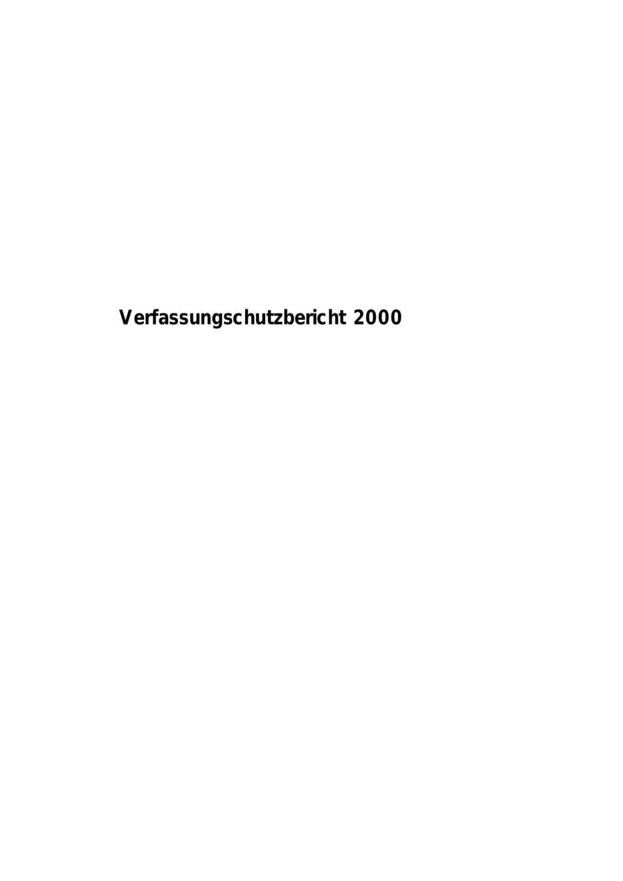 Seite 1 des Verfassungsschutzbericht 2000 Hamburg