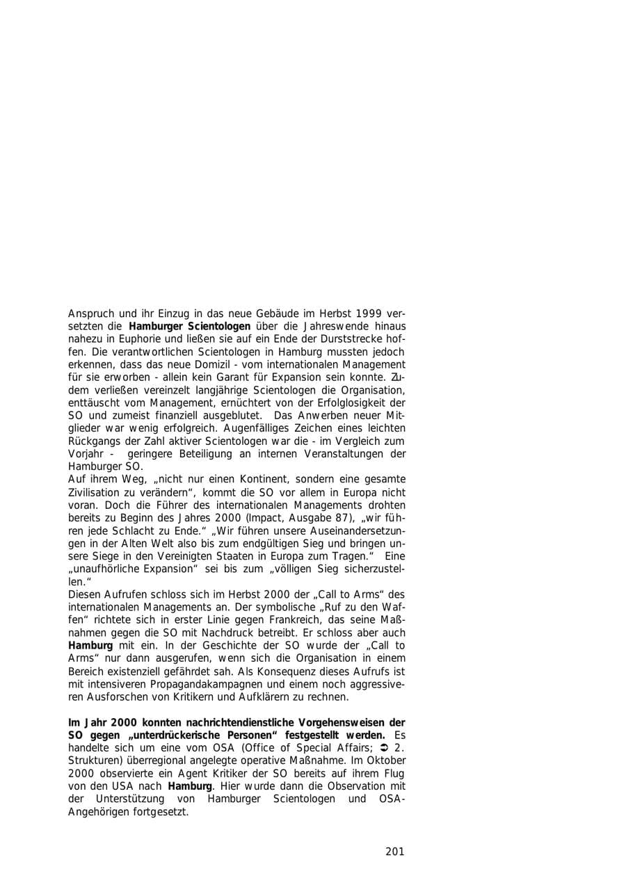Seite 201 des Verfassungsschutzbericht 2000 Hamburg