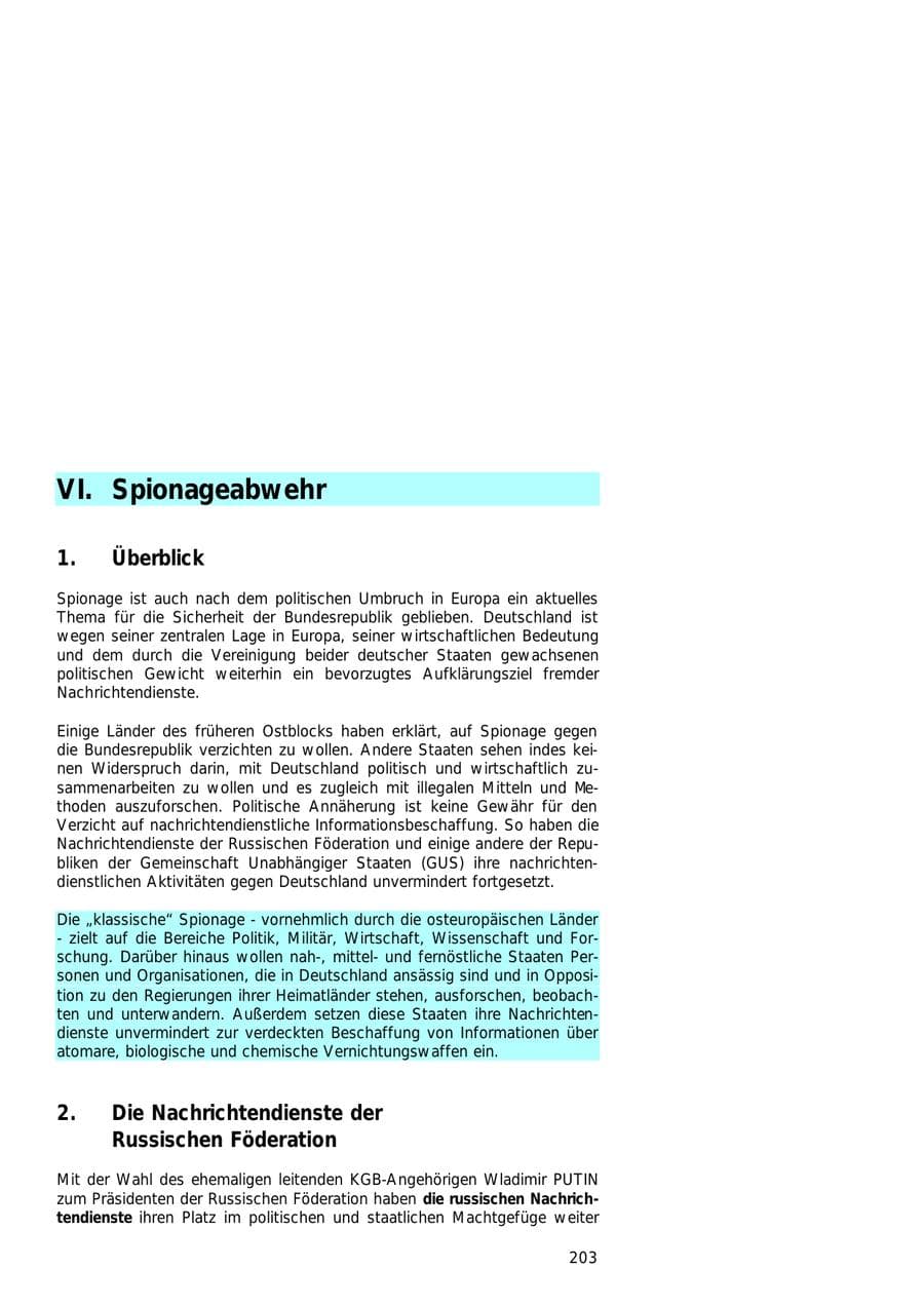 Seite 203 des Verfassungsschutzbericht 2000 Hamburg