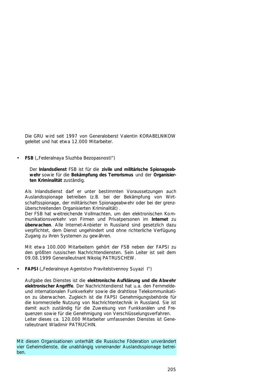 Seite 205 des Verfassungsschutzbericht 2000 Hamburg
