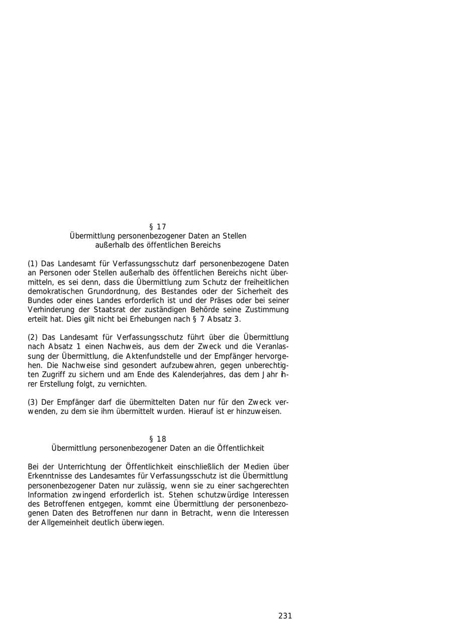 Seite 231 des Verfassungsschutzbericht 2000 Hamburg