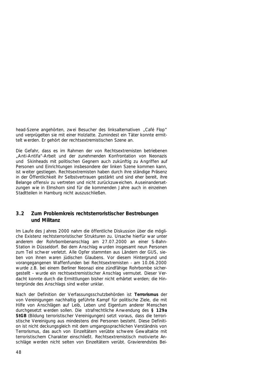 Seite 48 des Verfassungsschutzbericht 2000 Hamburg