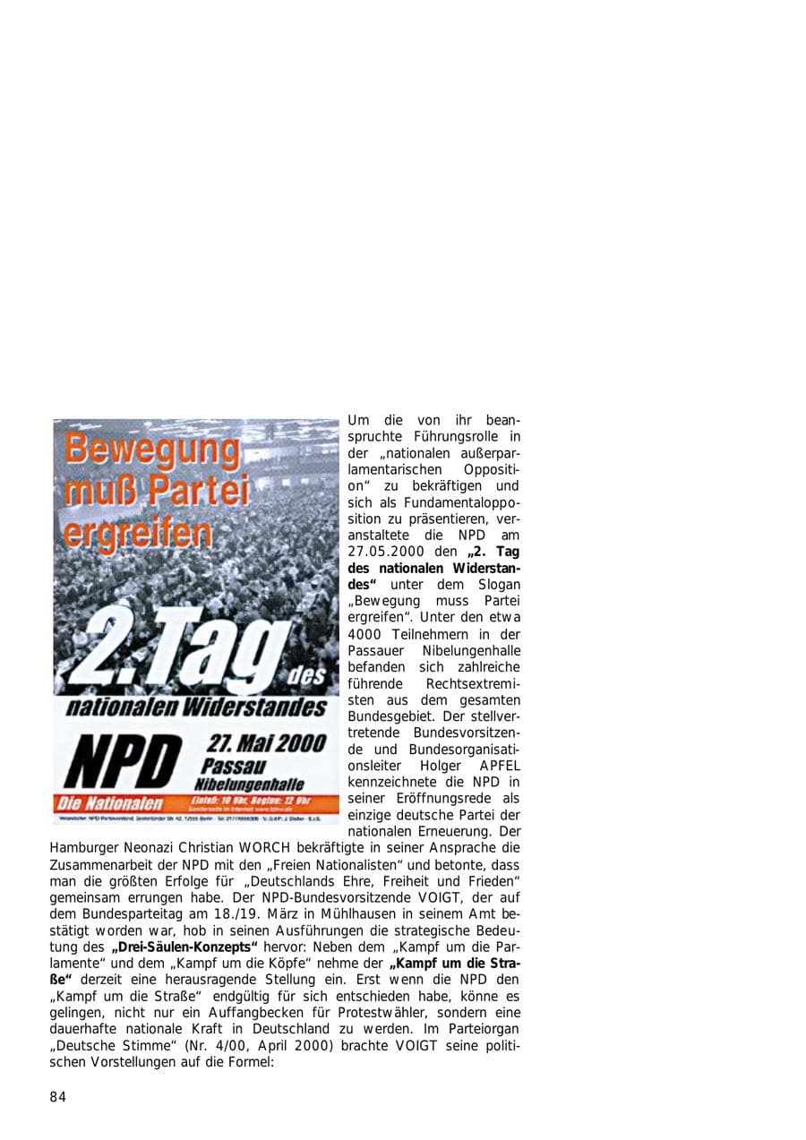 Seite 84 des Verfassungsschutzbericht 2000 Hamburg