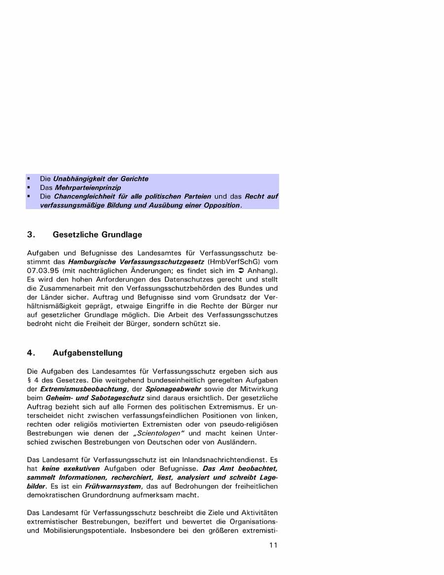 Seite 11 des Verfassungsschutzbericht 2001 Hamburg