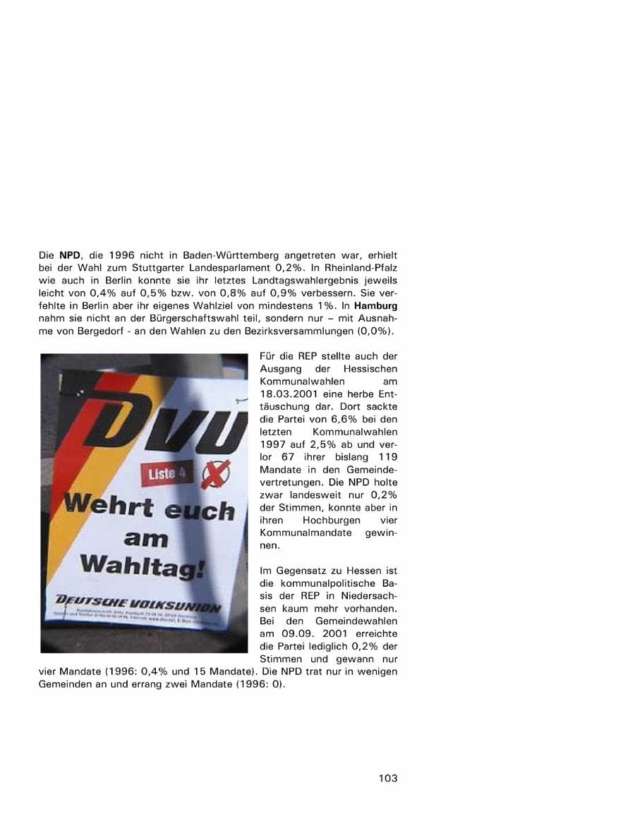Seite 103 des Verfassungsschutzbericht 2001 Hamburg
