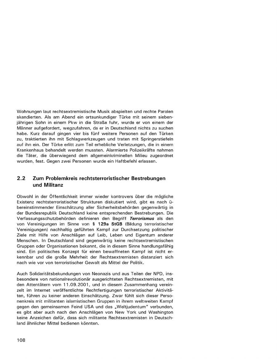 Seite 108 des Verfassungsschutzbericht 2001 Hamburg