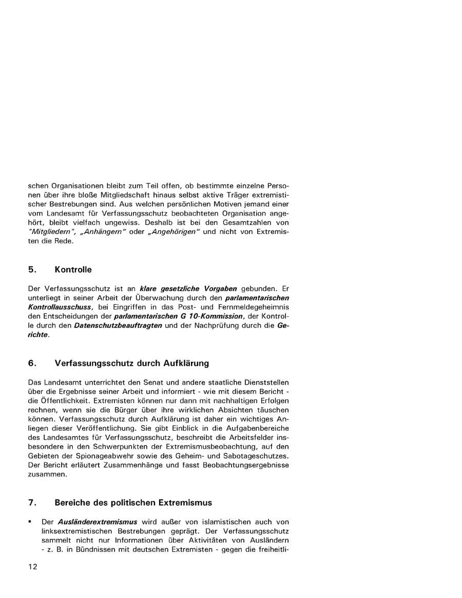Seite 12 des Verfassungsschutzbericht 2001 Hamburg
