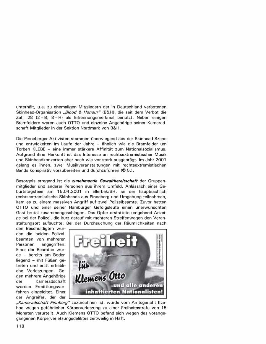 Seite 118 des Verfassungsschutzbericht 2001 Hamburg