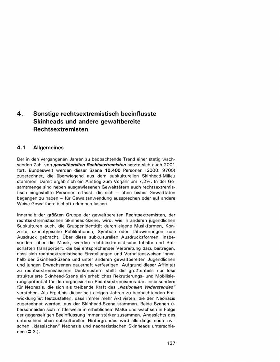 Seite 127 des Verfassungsschutzbericht 2001 Hamburg