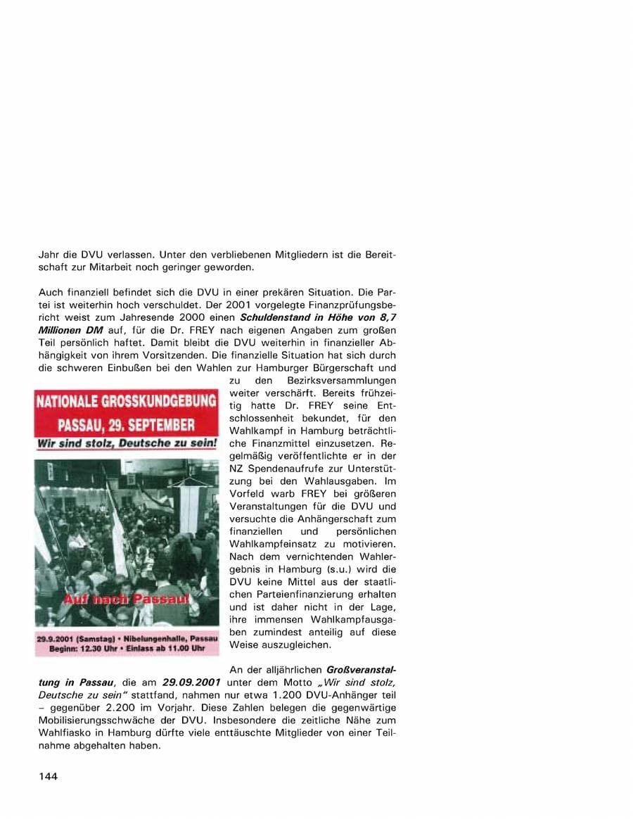 Seite 144 des Verfassungsschutzbericht 2001 Hamburg