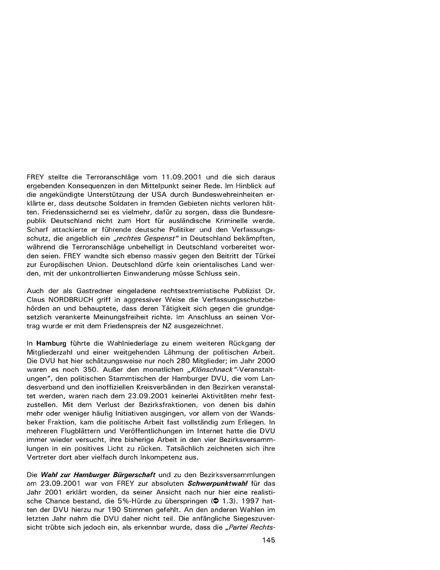 Seite 145 des Verfassungsschutzbericht 2001 Hamburg
