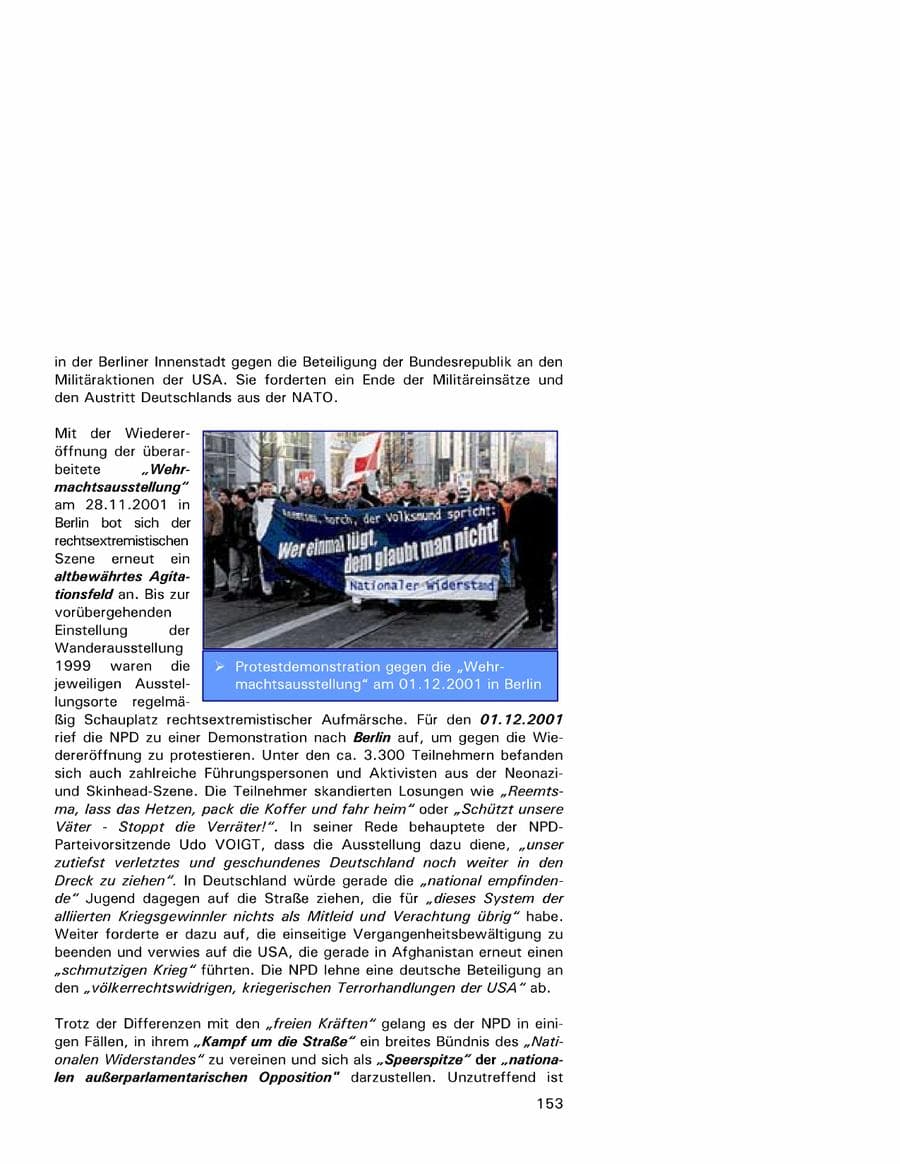 Seite 153 des Verfassungsschutzbericht 2001 Hamburg