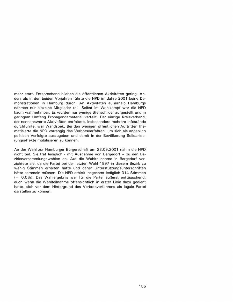 Seite 155 des Verfassungsschutzbericht 2001 Hamburg