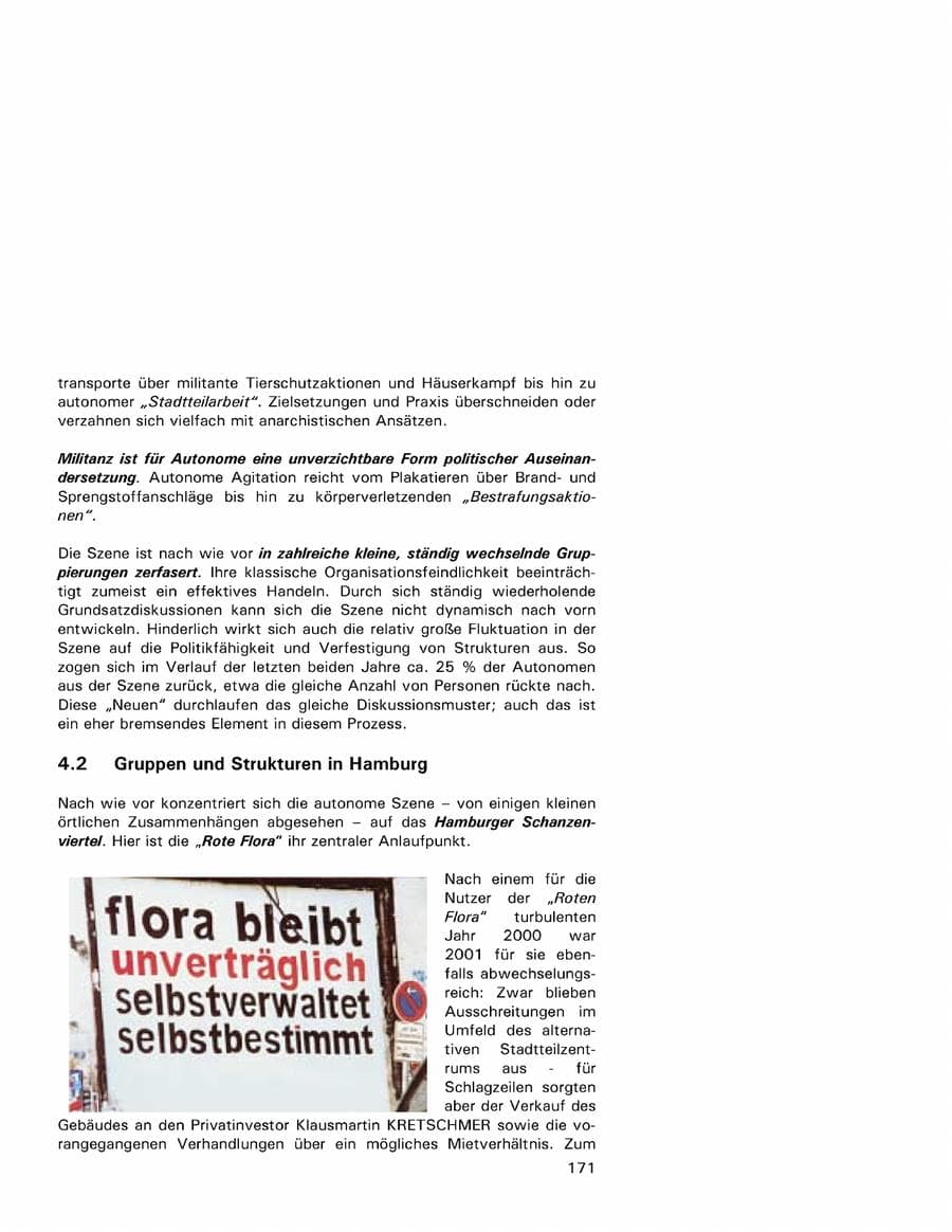 Seite 171 des Verfassungsschutzbericht 2001 Hamburg