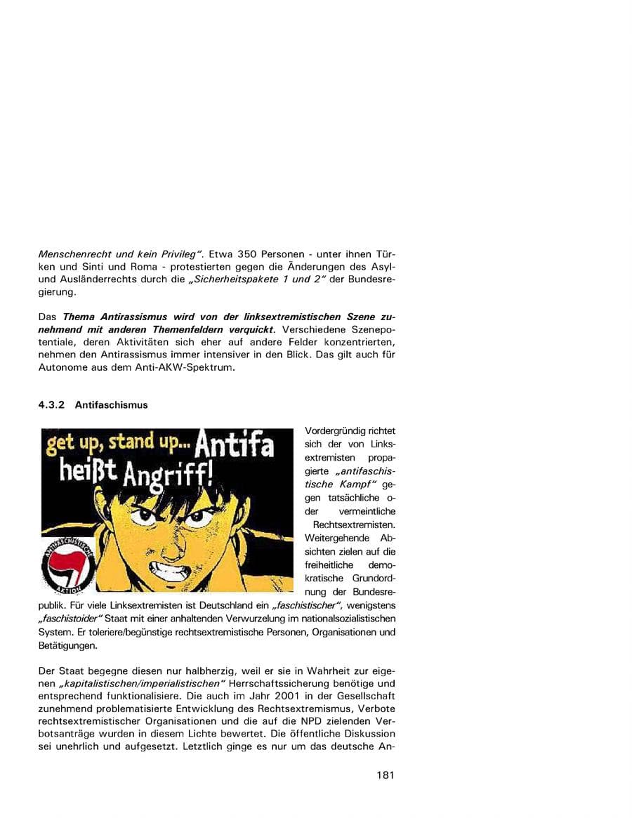 Seite 181 des Verfassungsschutzbericht 2001 Hamburg