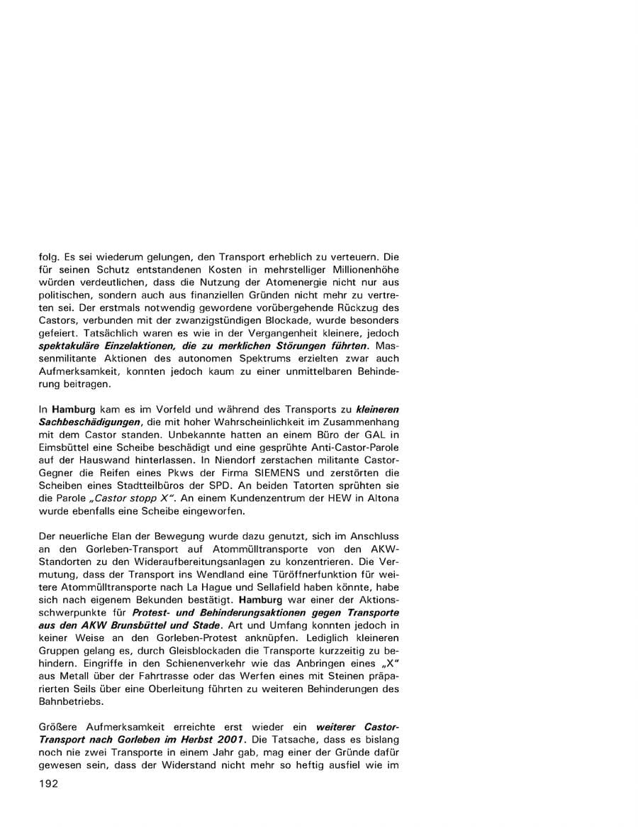 Seite 192 des Verfassungsschutzbericht 2001 Hamburg