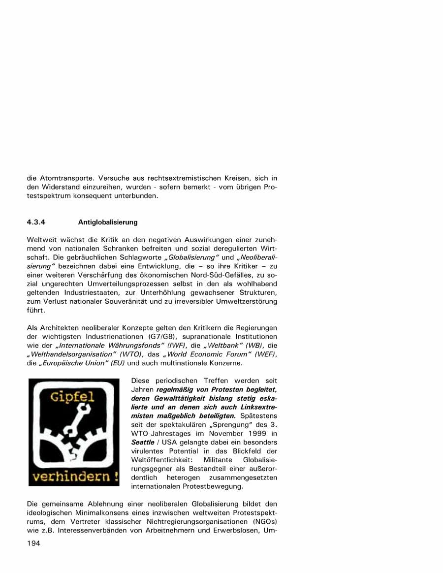 Seite 194 des Verfassungsschutzbericht 2001 Hamburg