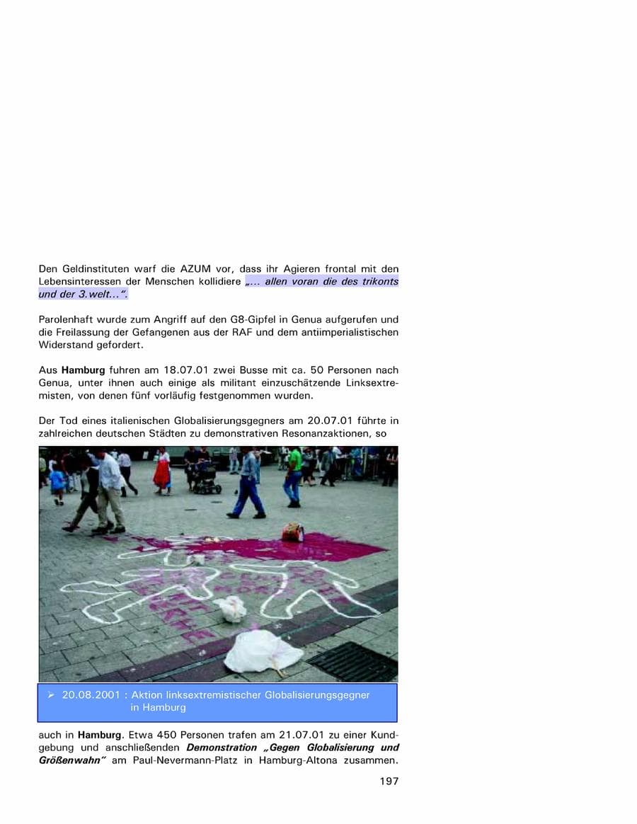Seite 197 des Verfassungsschutzbericht 2001 Hamburg