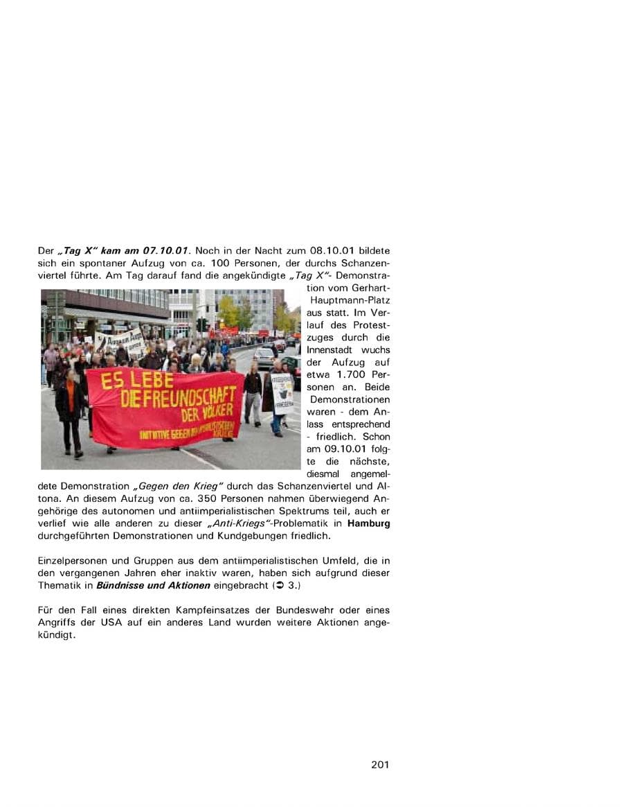Seite 201 des Verfassungsschutzbericht 2001 Hamburg