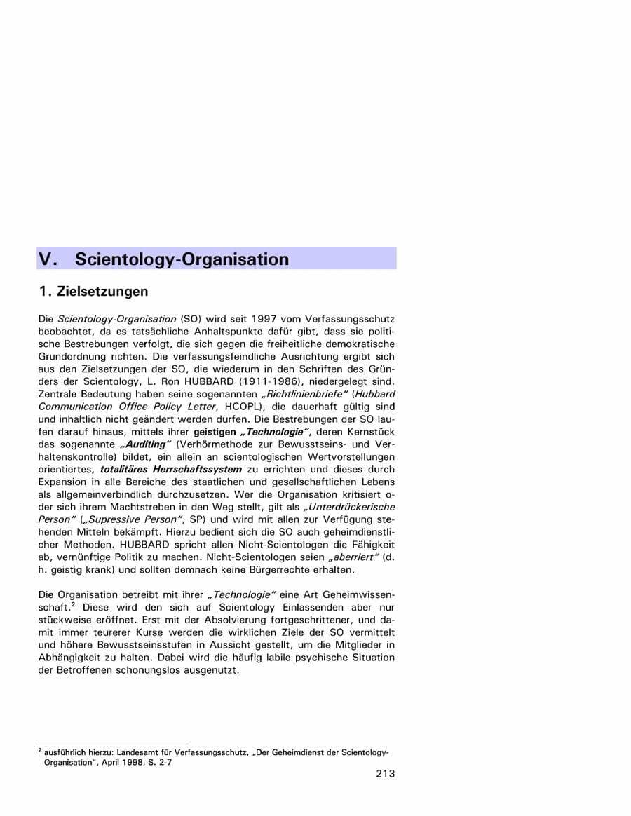 Seite 213 des Verfassungsschutzbericht 2001 Hamburg