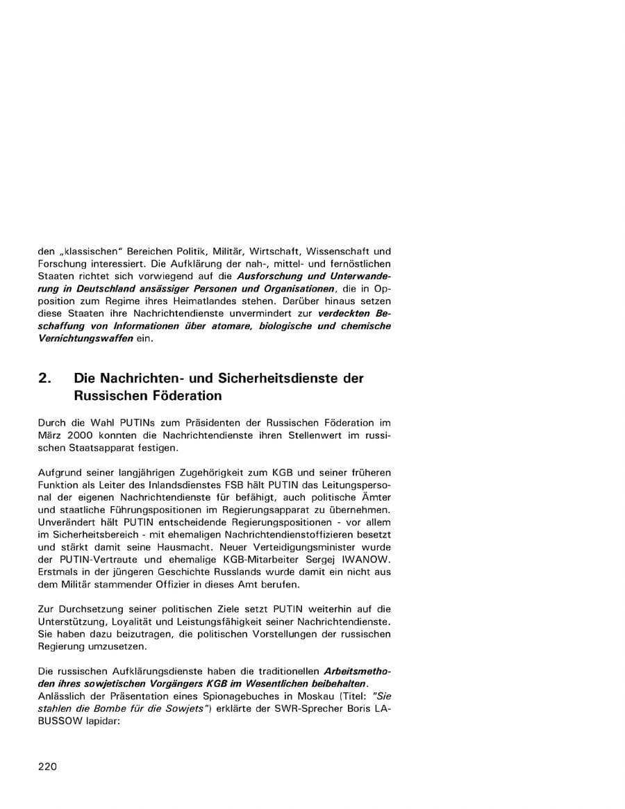 Seite 220 des Verfassungsschutzbericht 2001 Hamburg