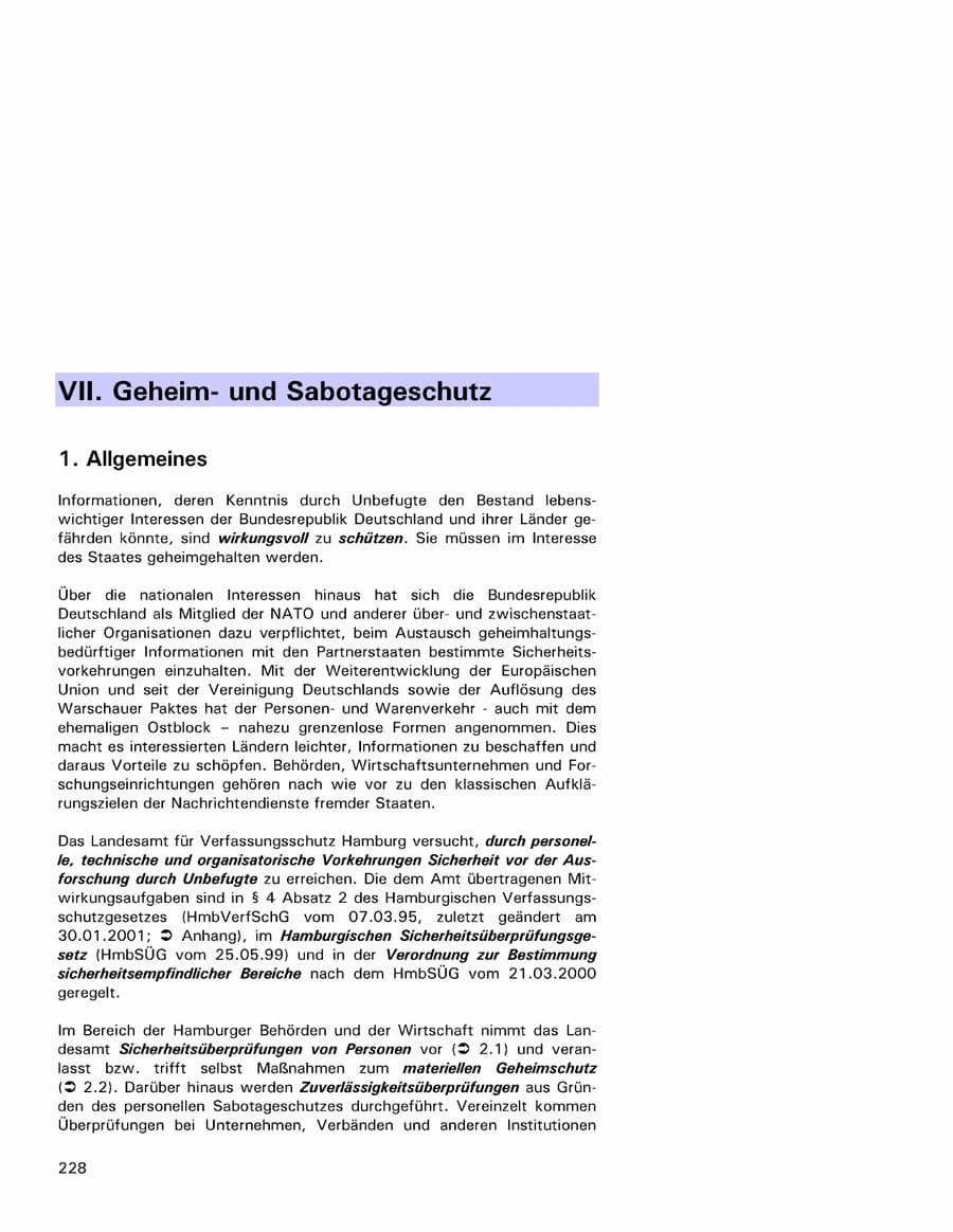 Seite 228 des Verfassungsschutzbericht 2001 Hamburg