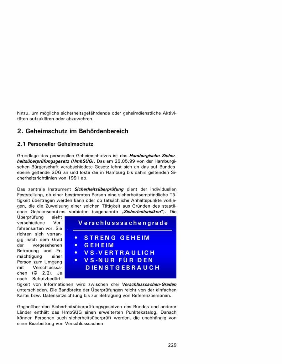 Seite 229 des Verfassungsschutzbericht 2001 Hamburg